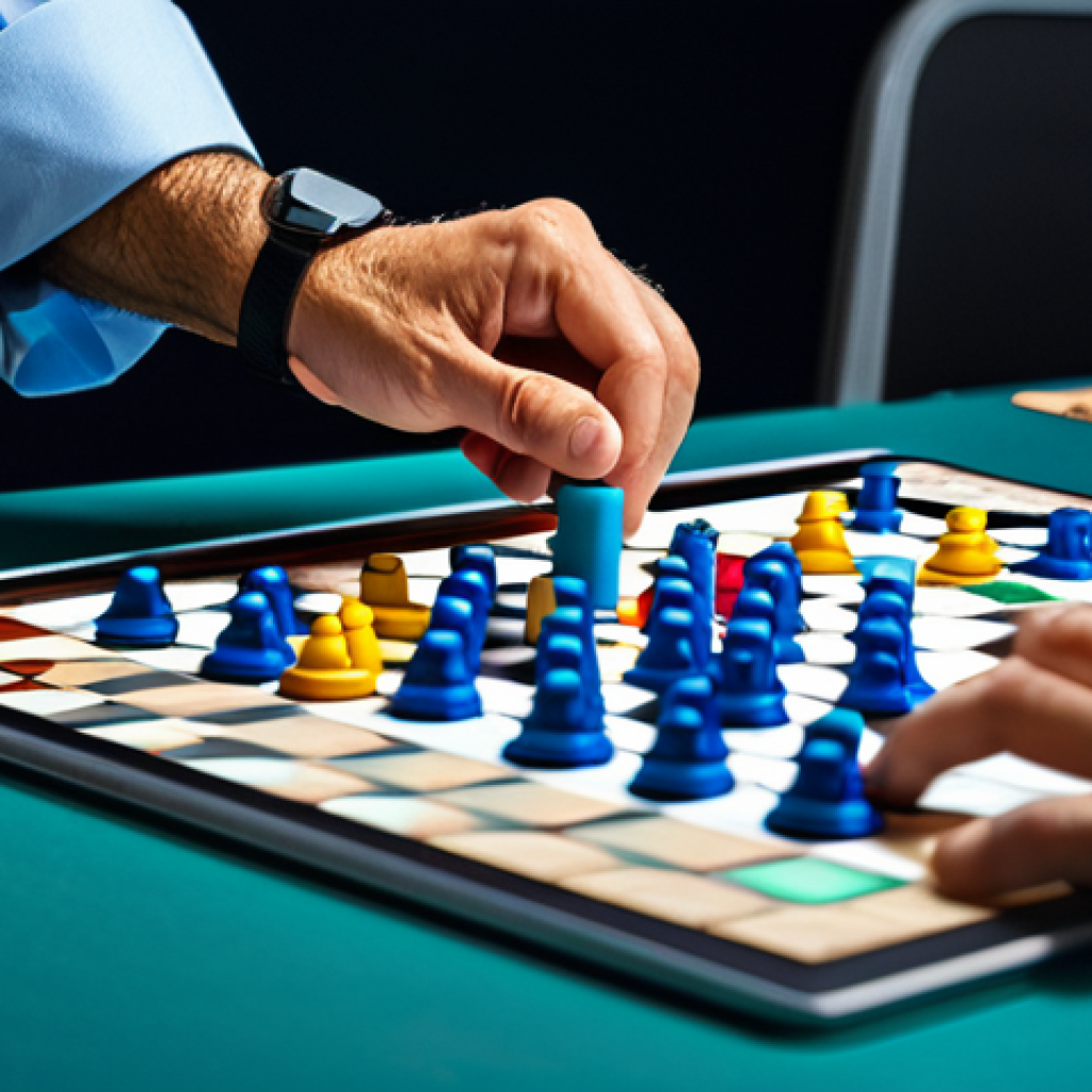 Strategic Planning on Royal Match**
A brightly lit mobile screen displaying a Royal Match level, Stage 100, with a player's hands hovering, contemplating the next move. The board is filled with colorful tiles, boxes, and a few strategically placed rockets and bombs. Focus on the intense concentration in the player's expression and the complexity of the puzzle. Fully clothed, appropriate content, safe for work, professional, perfect anatomy (hands only), natural proportions, high resolution, detailed textures.
**