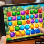 로얄매치 코치의 추천 전략 - A vibrant and colorful mobile game interface showcasing a match-3 puzzle board filled with variously...